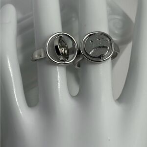 Sad Face Stackable Ring in Silver Tone - Women Jewelry